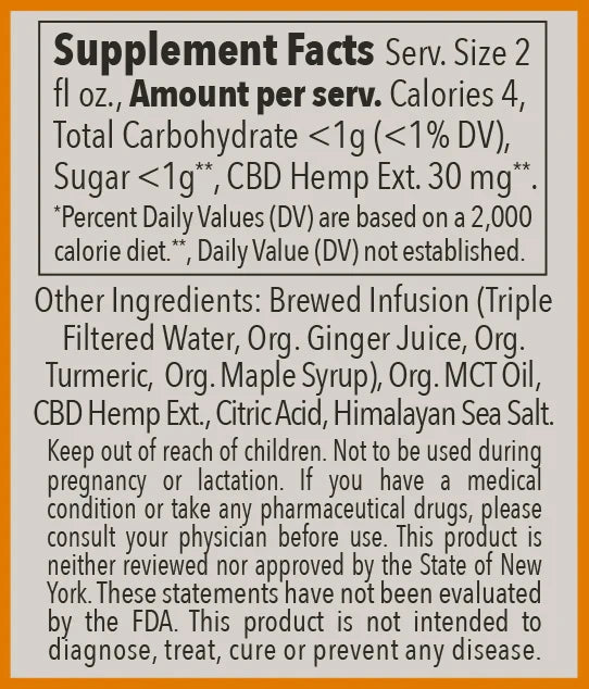 Turmeric Ginger Shot – 30 MG Hemp