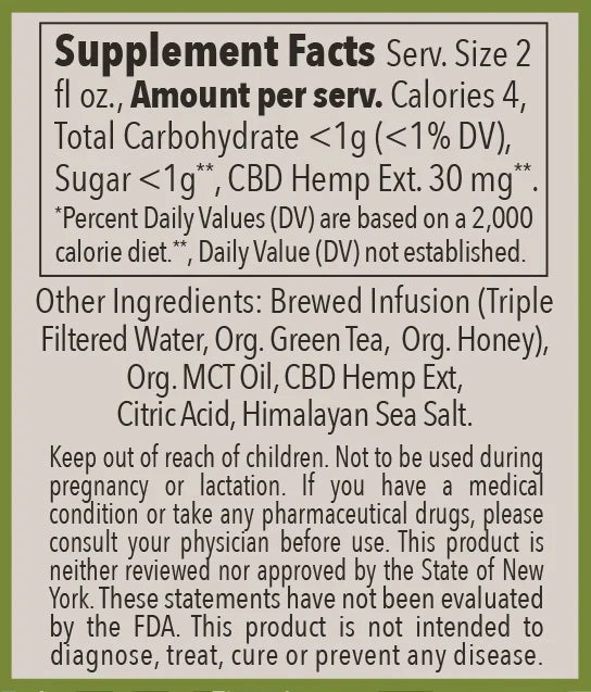 Green Tea & Honey Shot – 30 MG Hemp