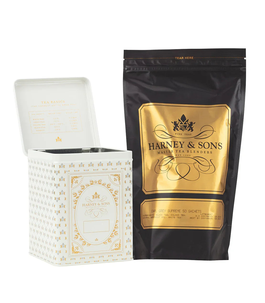 Harney & Sons Hinged Storage Canister – Earl Grey Supreme Loose Tea Bundle